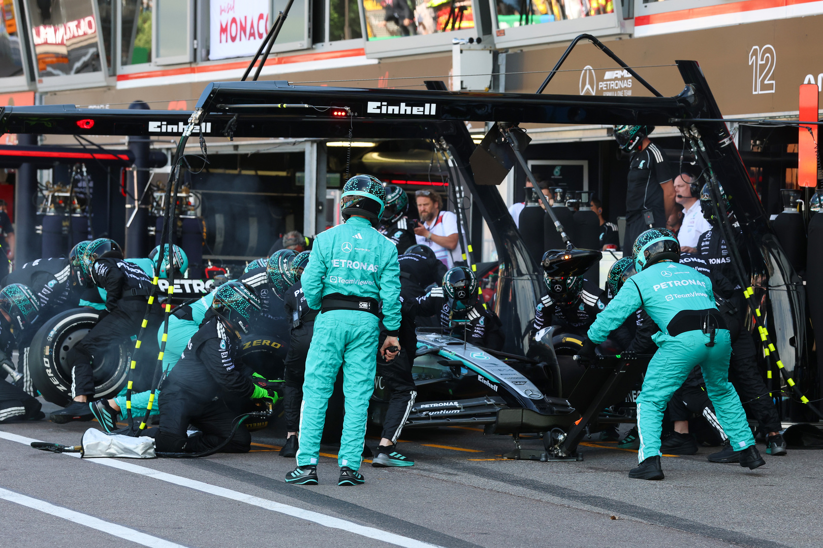 Formula 1 Monaco Grand Prix pit stop.