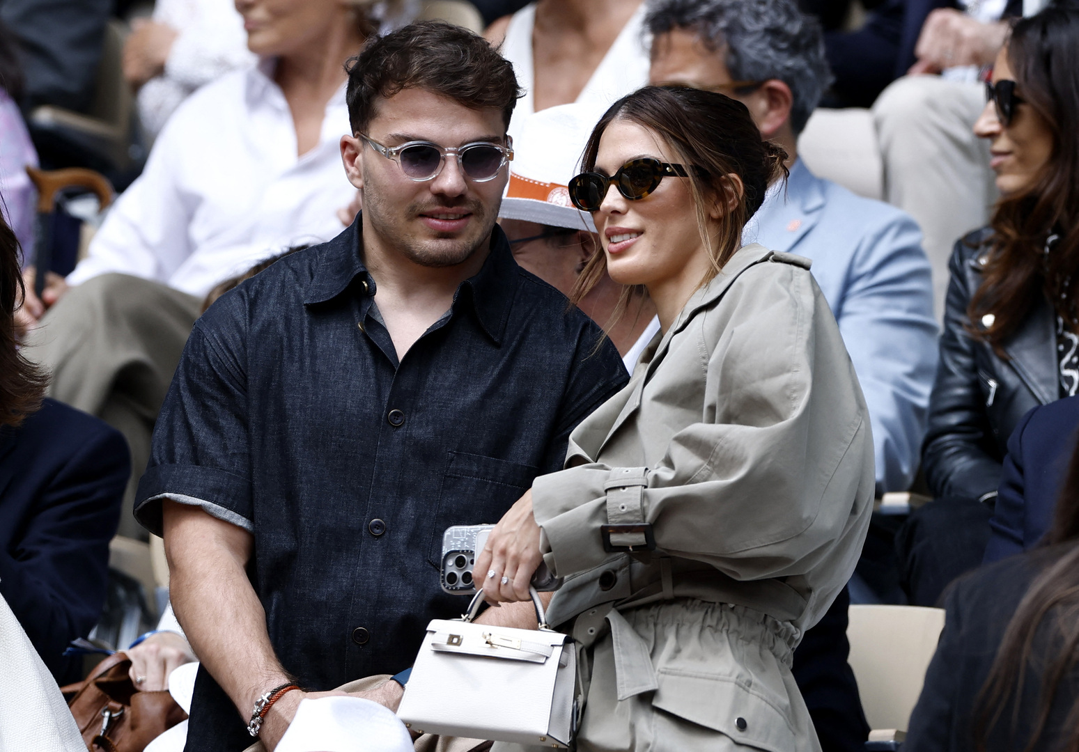Antoine Dupont and Iris Mittenaere at the French Open.